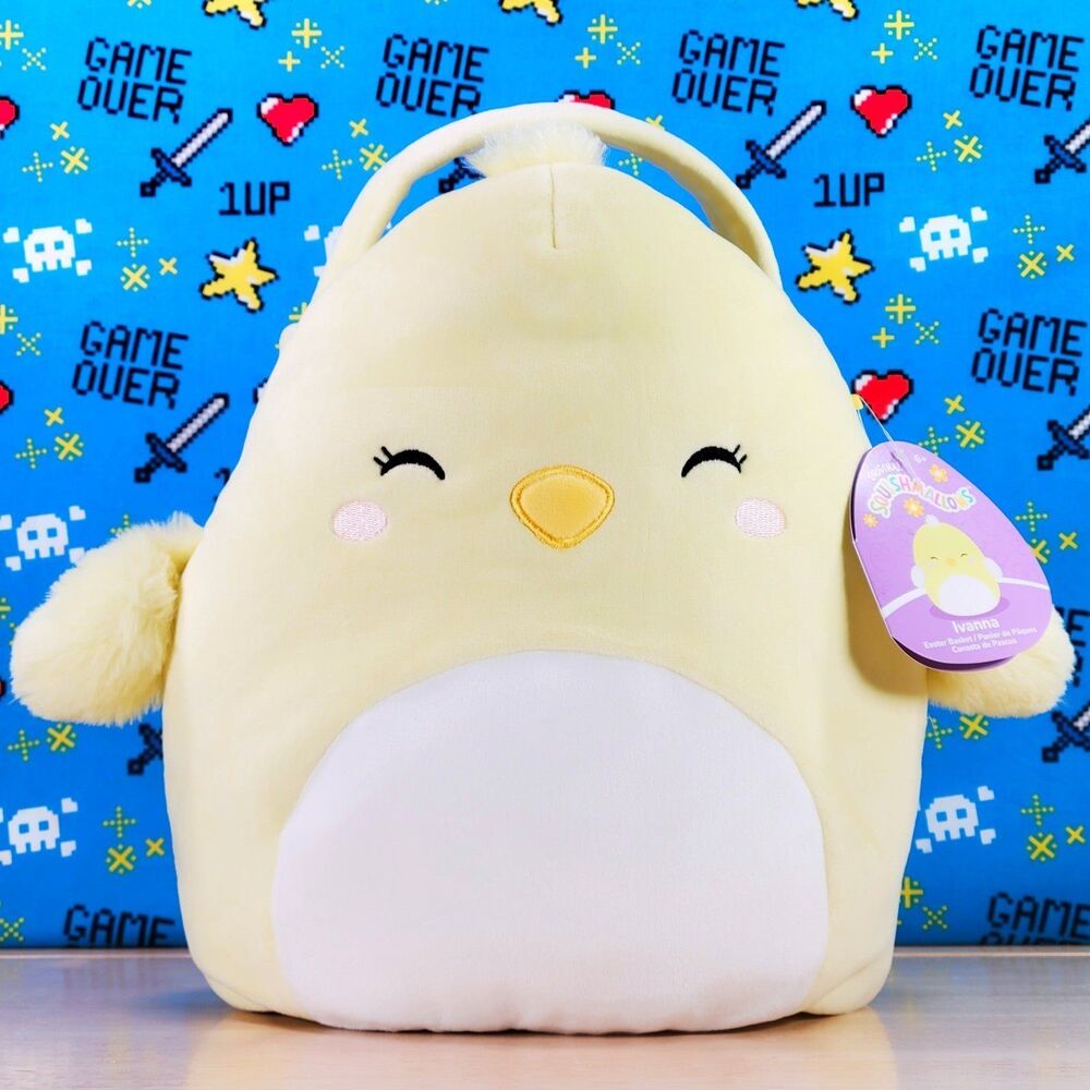 Squishmallow Ivanna the Closed Eyes Chick 11" 2022 Easter Basket Bag Plush NWT